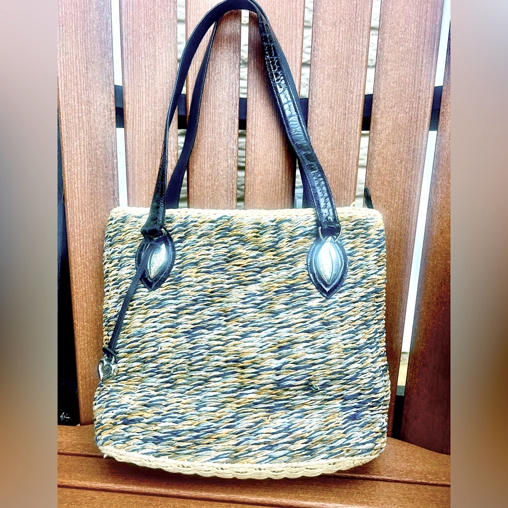 Brighton Woven Shoulder Bag with Black Straps